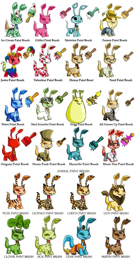 neopets colors|list of paint brushes neopets.